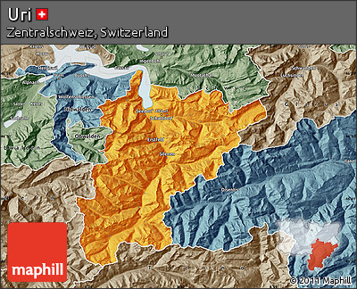 Political Map of Uri, semi-desaturated