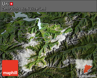 Satellite Map of Uri, darken