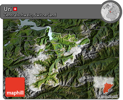 Satellite Map of Uri, darken