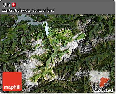 Satellite Map of Uri, darken