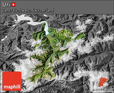 Satellite Map of Uri, desaturated