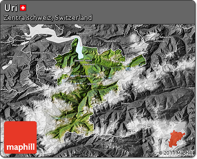 Satellite Map of Uri, desaturated