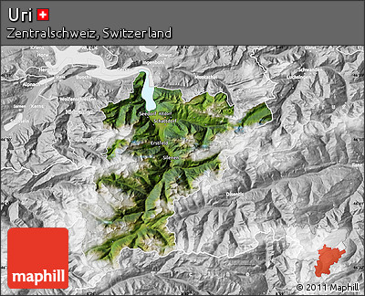 Satellite Map of Uri, lighten, desaturated