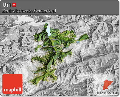 Satellite Map of Uri, lighten, desaturated