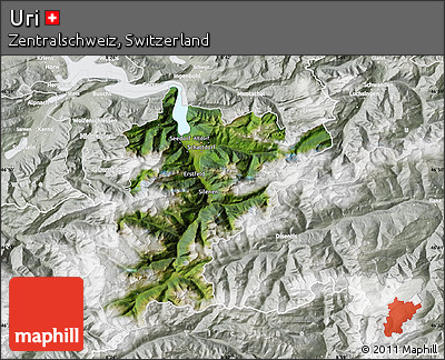 Satellite Map of Uri, lighten, semi-desaturated