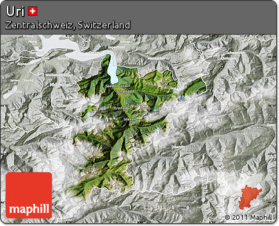 Satellite Map of Uri, lighten, semi-desaturated