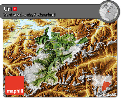 Satellite Map of Uri, physical outside
