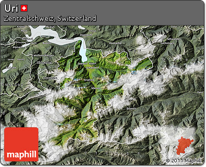 Satellite Map of Uri, semi-desaturated
