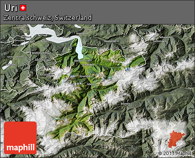 Satellite Map of Uri, semi-desaturated