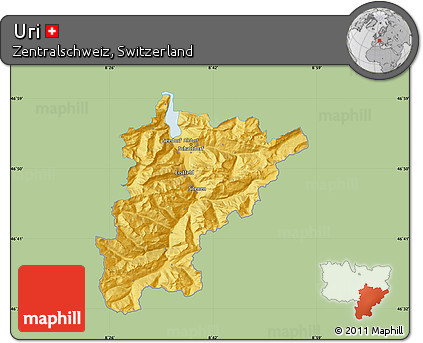Savanna Style Map of Uri, single color outside