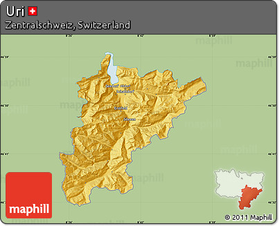 Savanna Style Map of Uri, single color outside