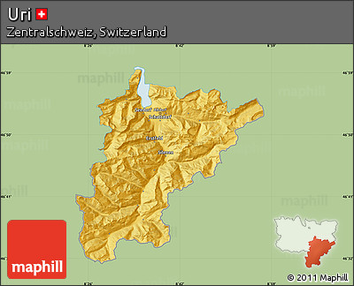 Savanna Style Map of Uri, single color outside