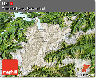Shaded Relief Map of Uri, satellite outside