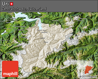 Shaded Relief Map of Uri, satellite outside