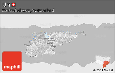 Gray Panoramic Map of Uri, single color outside