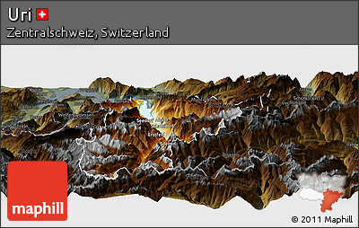 Physical Panoramic Map of Uri, darken