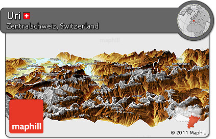 Physical Panoramic Map of Uri