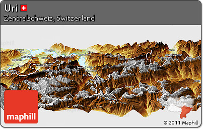 Physical Panoramic Map of Uri