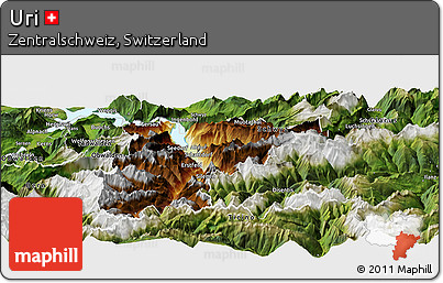 Physical Panoramic Map of Uri, satellite outside