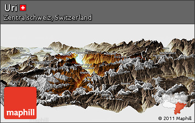 Physical Panoramic Map of Uri, semi-desaturated