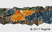 Political Panoramic Map of Uri, darken, semi-desaturated