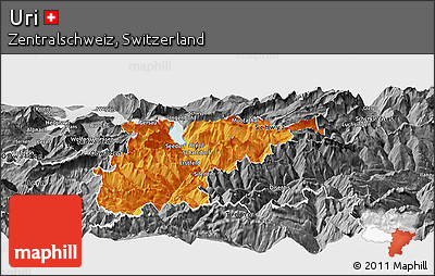 Political Panoramic Map of Uri, desaturated