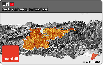 Political Panoramic Map of Uri, desaturated