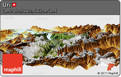 Satellite Panoramic Map of Uri, physical outside