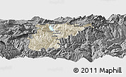 Shaded Relief Panoramic Map of Uri, darken, desaturated