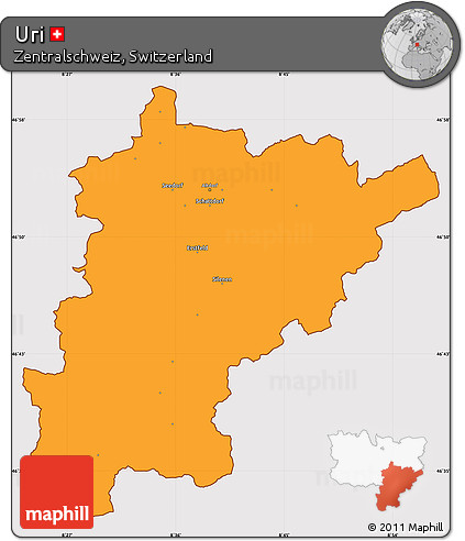Political Simple Map of Uri, cropped outside