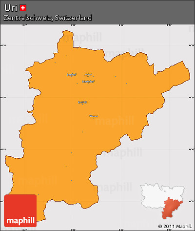 Political Simple Map of Uri, cropped outside