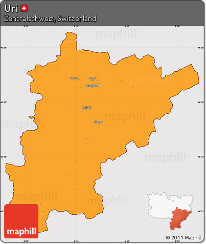Political Simple Map of Uri, cropped outside