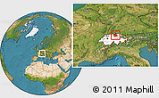 Satellite Location Map of Zürich, highlighted country
