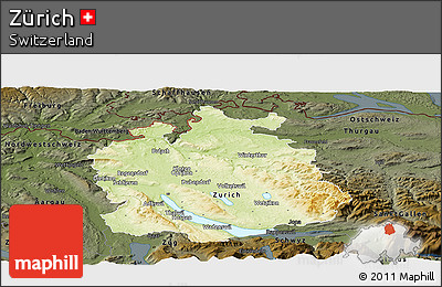 Physical Panoramic Map of Zürich, darken