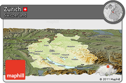 Physical Panoramic Map of Zürich, darken