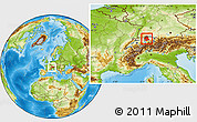 Physical Location Map of Zürich, within the entire country