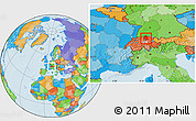 Political Location Map of Zürich, within the entire country
