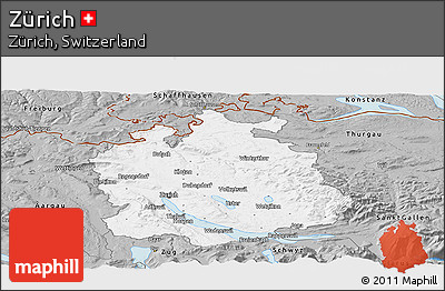 Gray Panoramic Map of Zürich