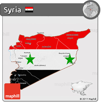 Flag 3D Map of Syria