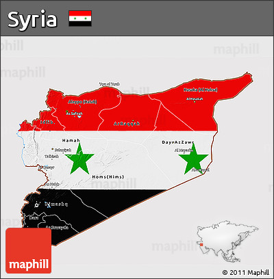 Flag 3D Map of Syria
