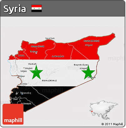 Flag 3D Map of Syria
