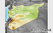 Physical 3D Map of Syria, darken, desaturated, land only