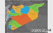 Political 3D Map of Syria, darken, desaturated