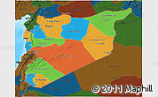Political 3D Map of Syria, darken, land only