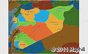 Political 3D Map of Syria, darken