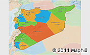 Political 3D Map of Syria, lighten