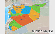 Political 3D Map of Syria, lighten, semi-desaturated, land only