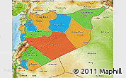 Political 3D Map of Syria, physical outside