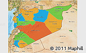 Political 3D Map of Syria, satellite outside, bathymetry sea