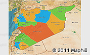 Political 3D Map of Syria, satellite outside